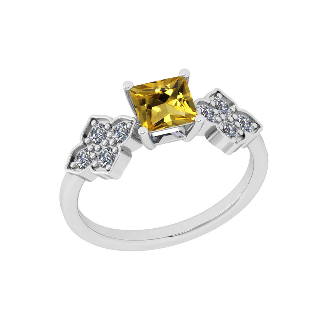 0.46 Ctw SI2/I1 Citrine And Diamond 14K White Gold Ring: 0.46 Ctw SI2/I1 Citrine And Diamond 14K White Gold Ring -- Center Stone Weight : 0.18 Ctw (Round Cut) Center Stone Color :-Citrine Center Stone Setting : Prong Side Stone Weight Of Ctw 0.28 Ctw Side S