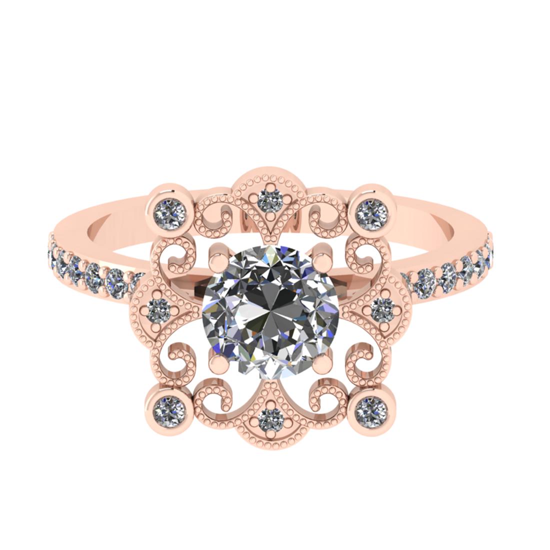 1.24 Ctw SI2/I1 Diamond 14K Rose Gold Vintage Style Wed: 1.24 Ctw SI2/I1 Diamond 14K Rose Gold Vintage Style Wedding Ring -- Center Diamond Weight : 1.00 Ctw ( 1 Psc Round Cut LAB GROWN IGI CERTIFIED DIAMOND)Center Diamond Color :-J-K Center Stone Clarity :