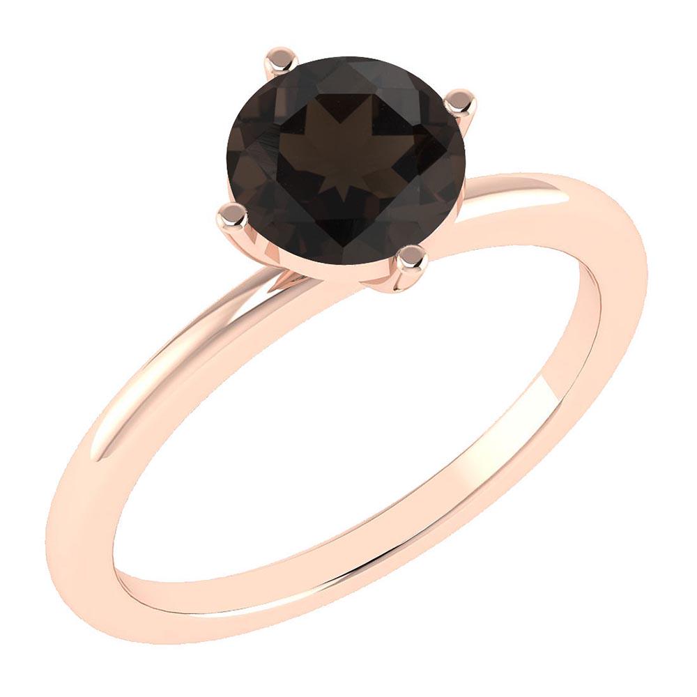 Certified 1.25 Ctw Smoky Quartz Ladies Fashion 14K Rose: Certified 1.25 Ctw Smoky Quartz Ladies Fashion 14K Rose Gold Solitaire Ring (VS/SI1) MADE IN USA -- Center Stone Weight ; 1.25 Ctw (1 Pcs Round) Center Stone Color: Smoky Quartz Center Stone Setting ;