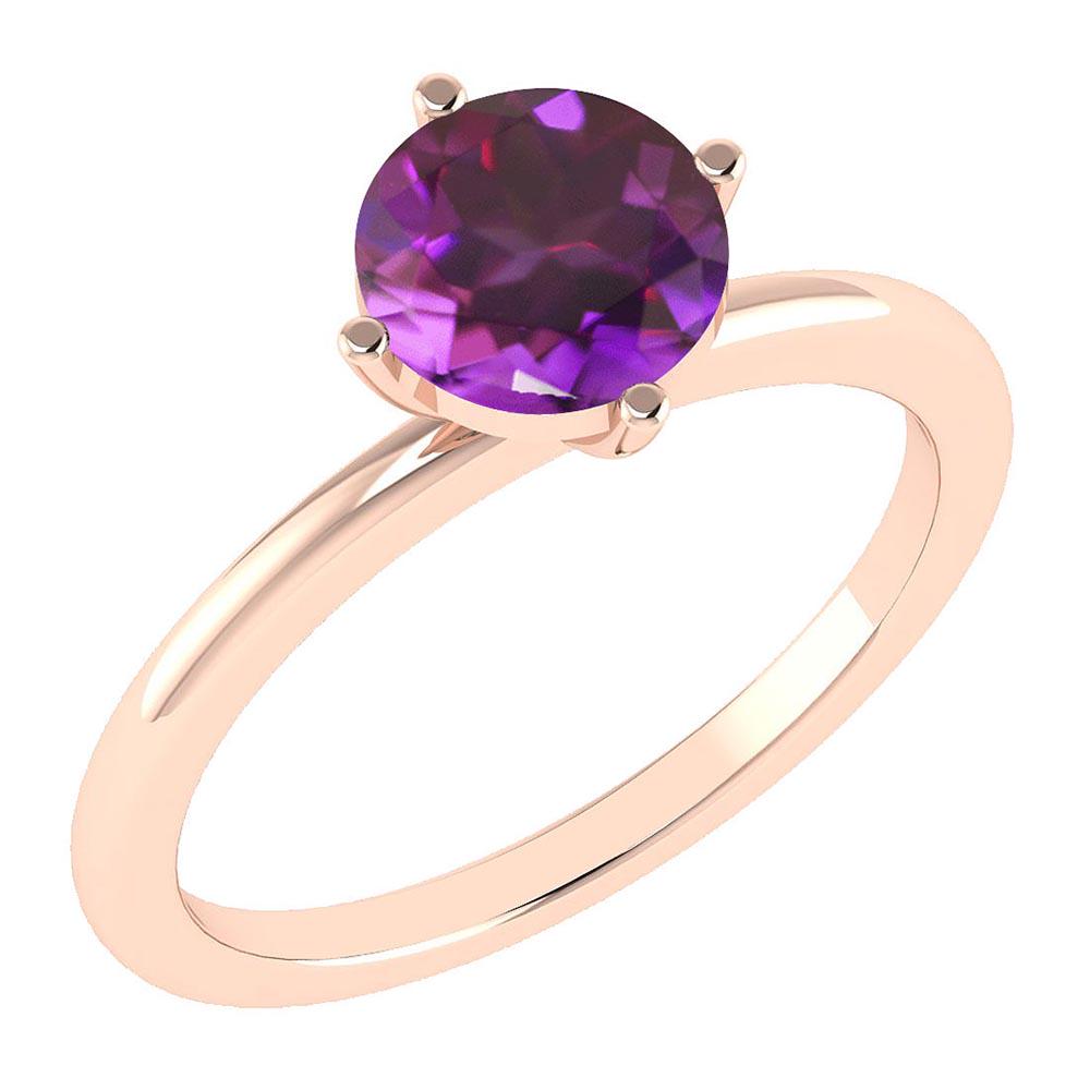Certified 1.25 Ctw Amethyst Ladies Fashion 14K Rose Gol: Certified 1.25 Ctw Amethyst Ladies Fashion 14K Rose Gold Solitaire Ring (VS/SI1) MADE IN USA -- Center Stone Weight ; 1.25 Ctw (1 Pcs Round) Center Stone Color: Amethyst Center Stone Setting ; Prong M