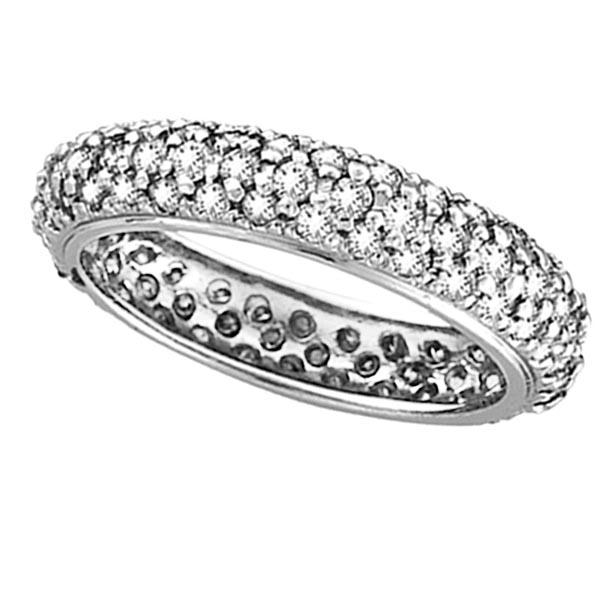 Pave Set Eternity Diamond Ring Band in 14K White Gold 1: Pave Set Eternity Diamond Ring Band in 14K White Gold 1.58 ctw -- CENTER STONE; Diamond CENTER STONE CLARITY; SI CENTER STONE COLOR; J-K CENTER STONE SETTING; Pave SIDE STONE CLARITY; SIDE STONE COLOR
