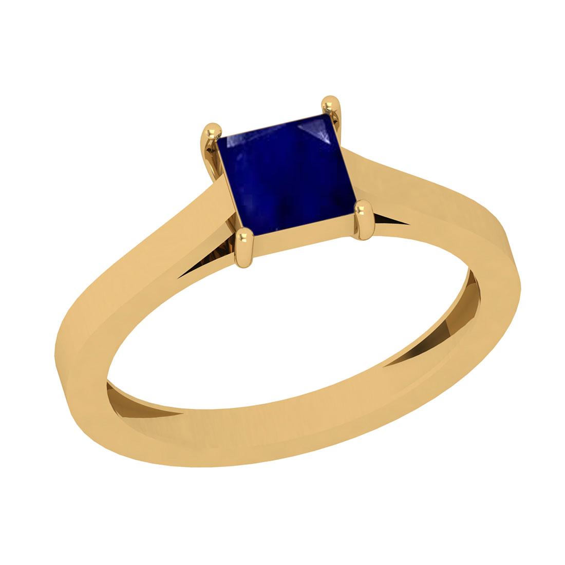 1.00 Ctw Blue Sapphire Style Prong Set 14K Yellow Gold: 1.00 Ctw Blue Sapphire Style Prong Set 14K Yellow Gold Solitaire Ring -- Center Stone Weight : 1.00 Ctw (Princess Cut) Center Stone Color :-Blue Sapphire Center Stone Setting : Prong Metal Weight : Ap