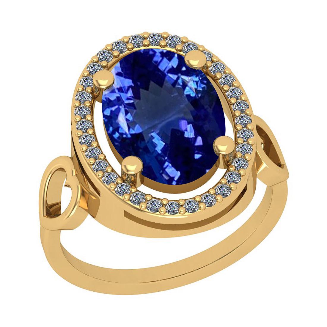 4.91 Ctw VS/SI1 Tanzanite And Diamond 18K Yellow Gold E: 4.91 Ctw VS/SI1 Tanzanite And Diamond 18K Yellow Gold Engagement Ring -- Center Stone Weight : 4.59 Ctw (Oval Cut) Center Stone Color :-Tanzanite Center Stone Setting : Prong Side Stone Weight Of Ctw 