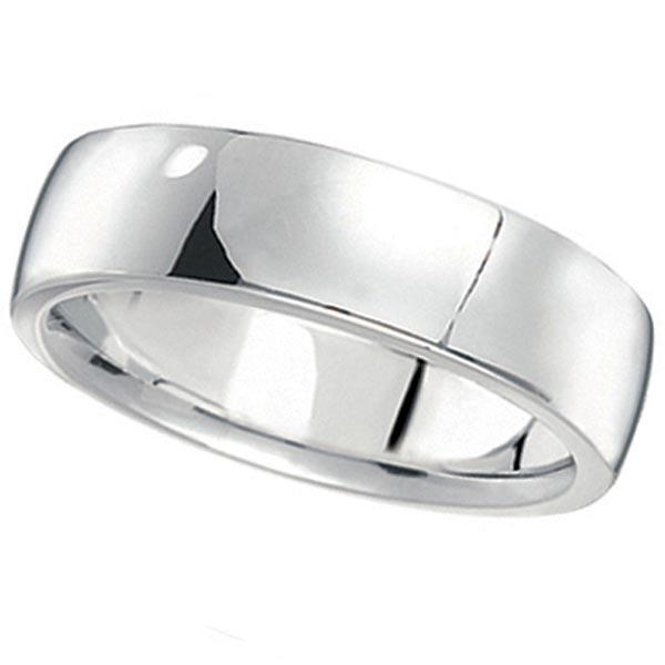 Mens Wedding Ring Low Dome Comfort-Fit in 14k White Gol: Mens Wedding Ring Low Dome Comfort-Fit in 14k White Gold 6mm -- CENTER STONE; CENTER STONE CLARITY; CENTER STONE COLOR; CENTER STONE SETTING; SIDE STONE CLARITY; SIDE STONE COLOR; SIDE STONE SETTING;