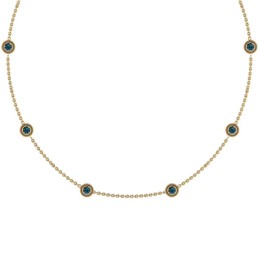 0.30 Ctw i2/i3 Treated Fancy Blue Diamond 14K Yellow Go: 0.30 Ctw i2/i3 Treated Fancy Blue Diamond 14K Yellow Gold Yard Necklace -- Center Diamond Weight : 0.30 Ctw (Round Cut) Center Diamond Color :-Treated Fancy Blue Diamond Center Clarity : i2/i3 Stone S
