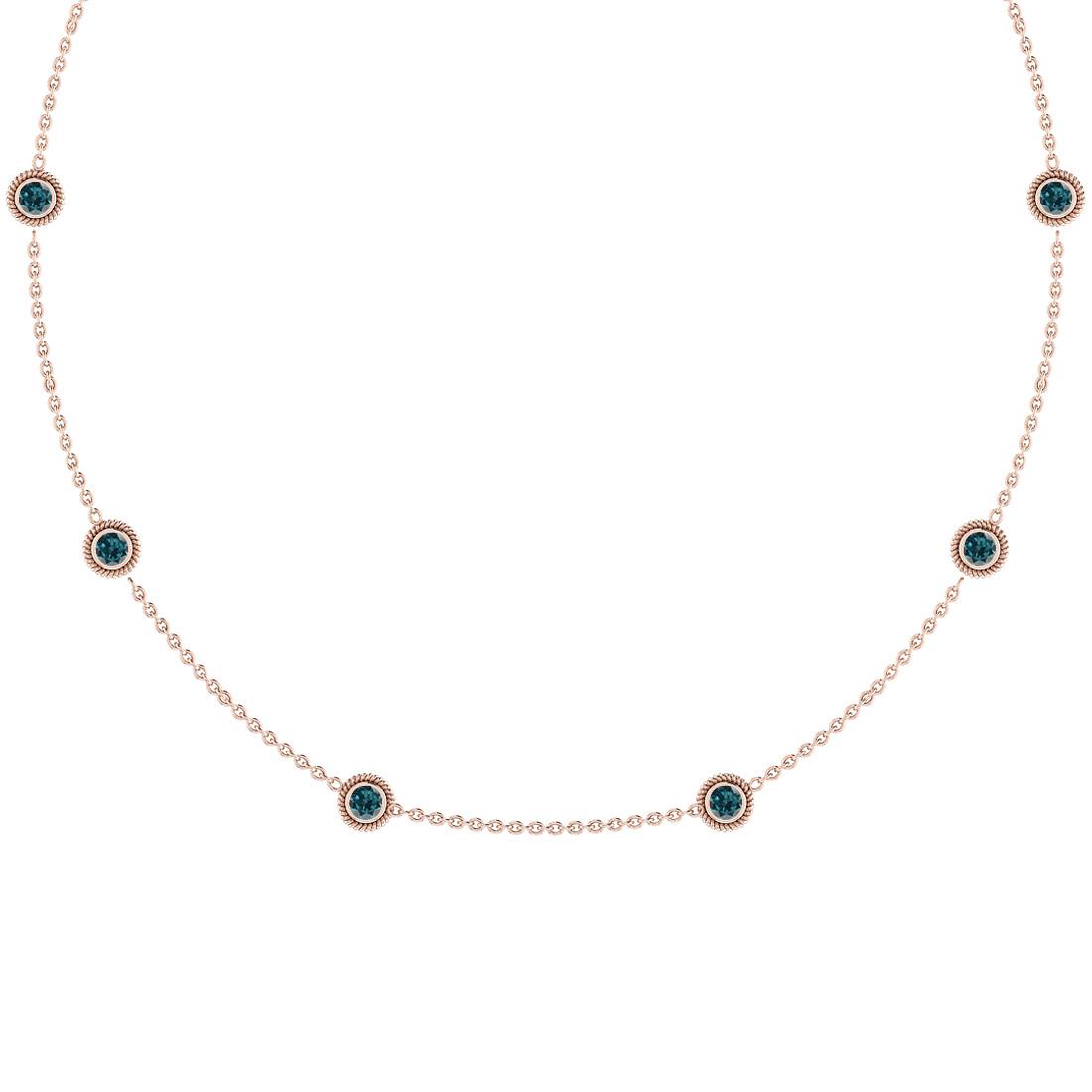0.30 Ctw i2/i3 Treated Fancy Blue Diamond 14K Rose Gold: 0.30 Ctw i2/i3 Treated Fancy Blue Diamond 14K Rose Gold Yard Necklace -- Center Diamond Weight : 0.30 Ctw (Round Cut) Center Diamond Color :-Treated Fancy Blue Diamond Center Clarity : i2/i3 Stone Set