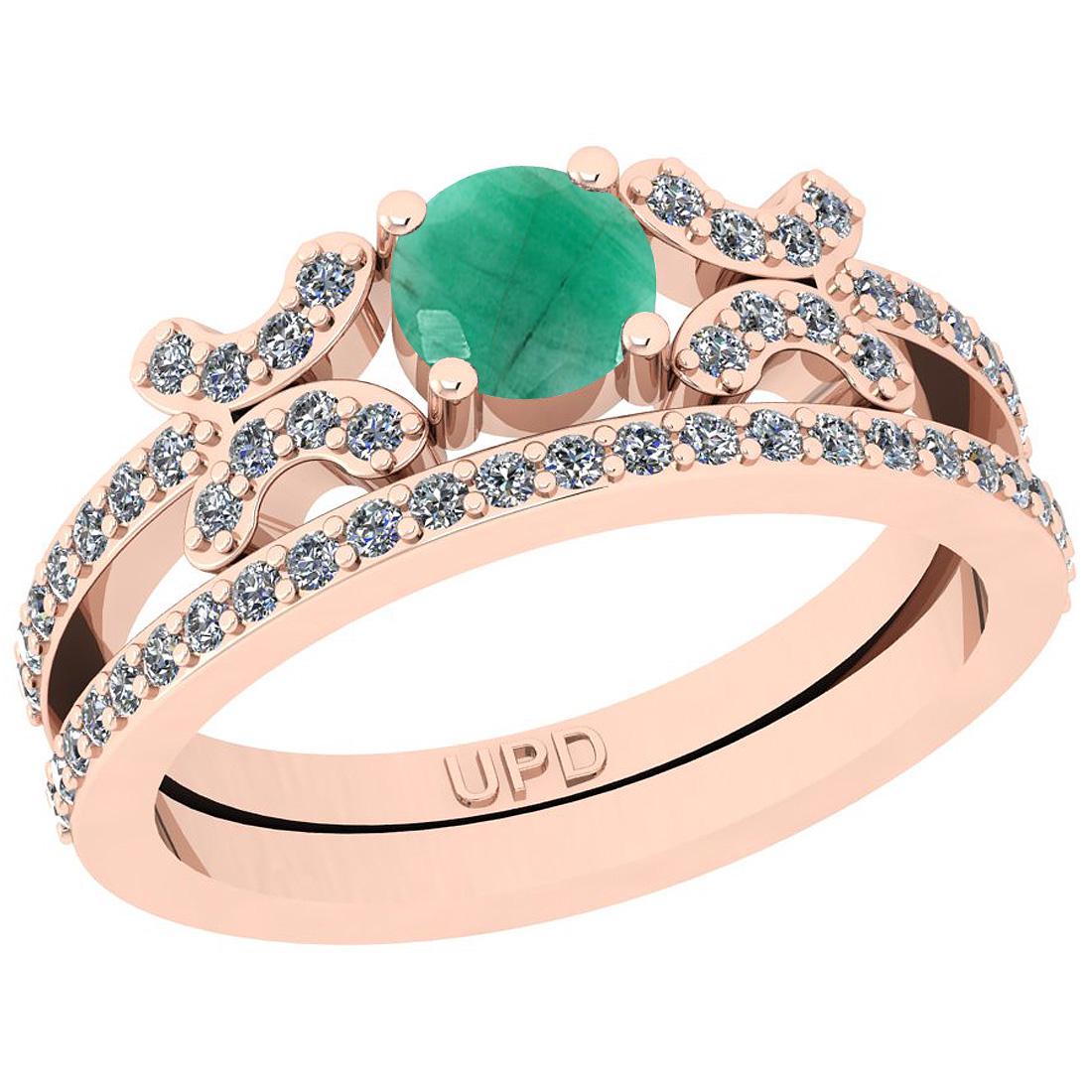 0.83 Ctw SI2/I1 Emerald And Diamond 14K Rose Gold Weddi: 0.83 Ctw SI2/I1 Emerald And Diamond 14K Rose Gold Wedding Set Ring -- Center Stone Weight : 0.50 Ctw ( Round Cut) Center Stone Color :-Emerald Stone Setting : Prong Side Stone Weight Of Ctw 0.33 Ctw S