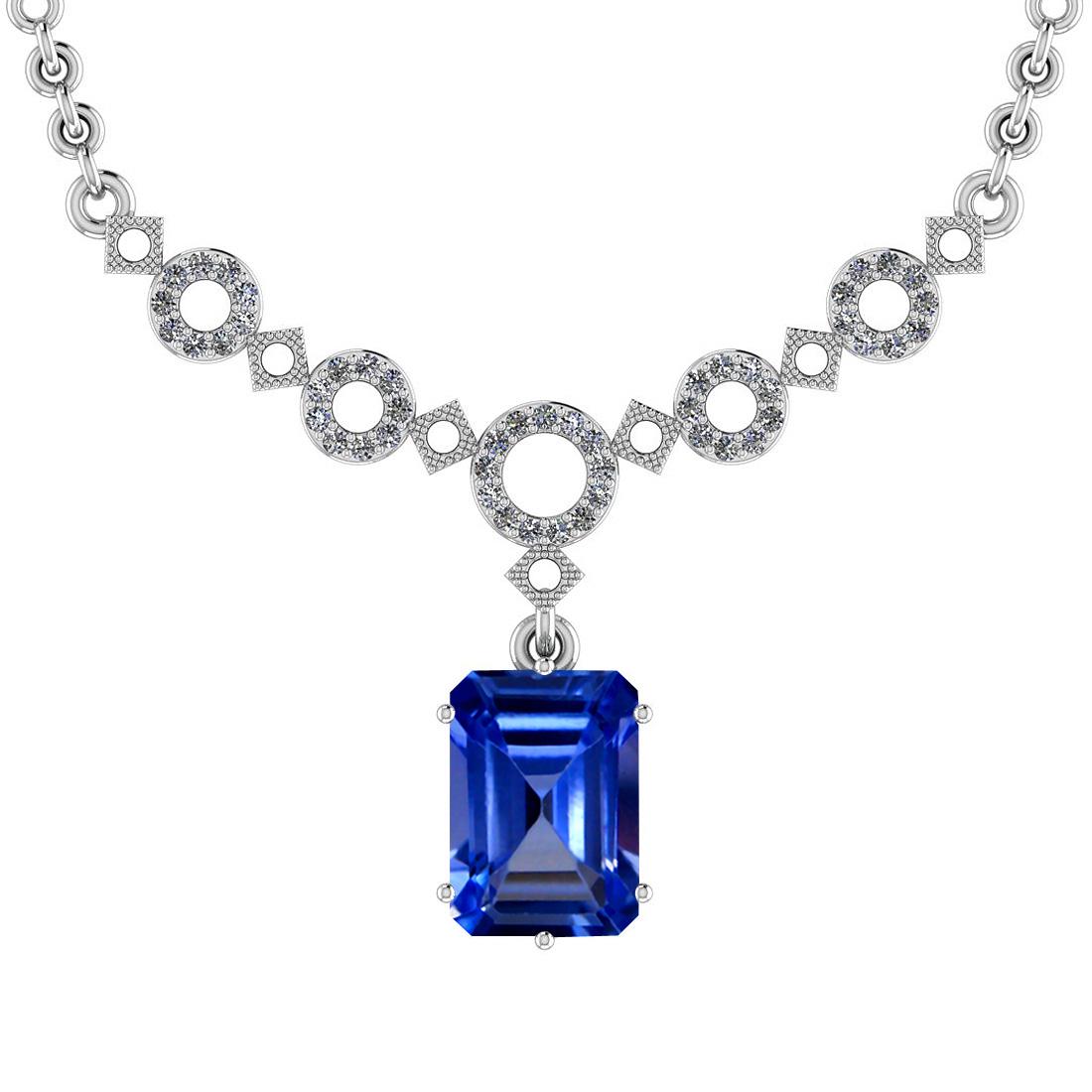 Certified 3.93 Ct Tanzanite And Diamond VS/SI1 Platinum: Certified 3.93 Ct Tanzanite And Diamond VS/SI1 Platinum Necklace -- Center Stone Approx Weight: 3.69 Ctw (1 pcs Emerald Octo Cut) Center Stone Color: Tanzanite Center Stone Setting: Prong Diamond Ston
