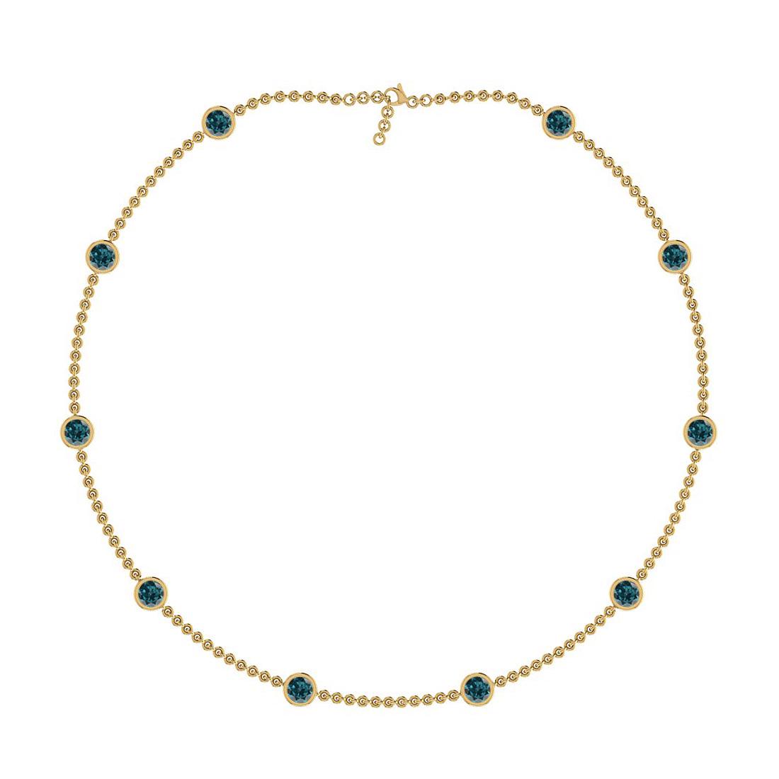 0.50 Ctw i2/i3 Treated Fancy Blue Diamond 14K Yellow Go: 0.50 Ctw i2/i3 Treated Fancy Blue Diamond 14K Yellow Gold Yard Necklace -- Center Diamond Weight : 0.50 Ctw (Round Cut) Center Diamond Color :-Treated Fancy Blue Diamond Center Clarity : i2/i3 Stone S