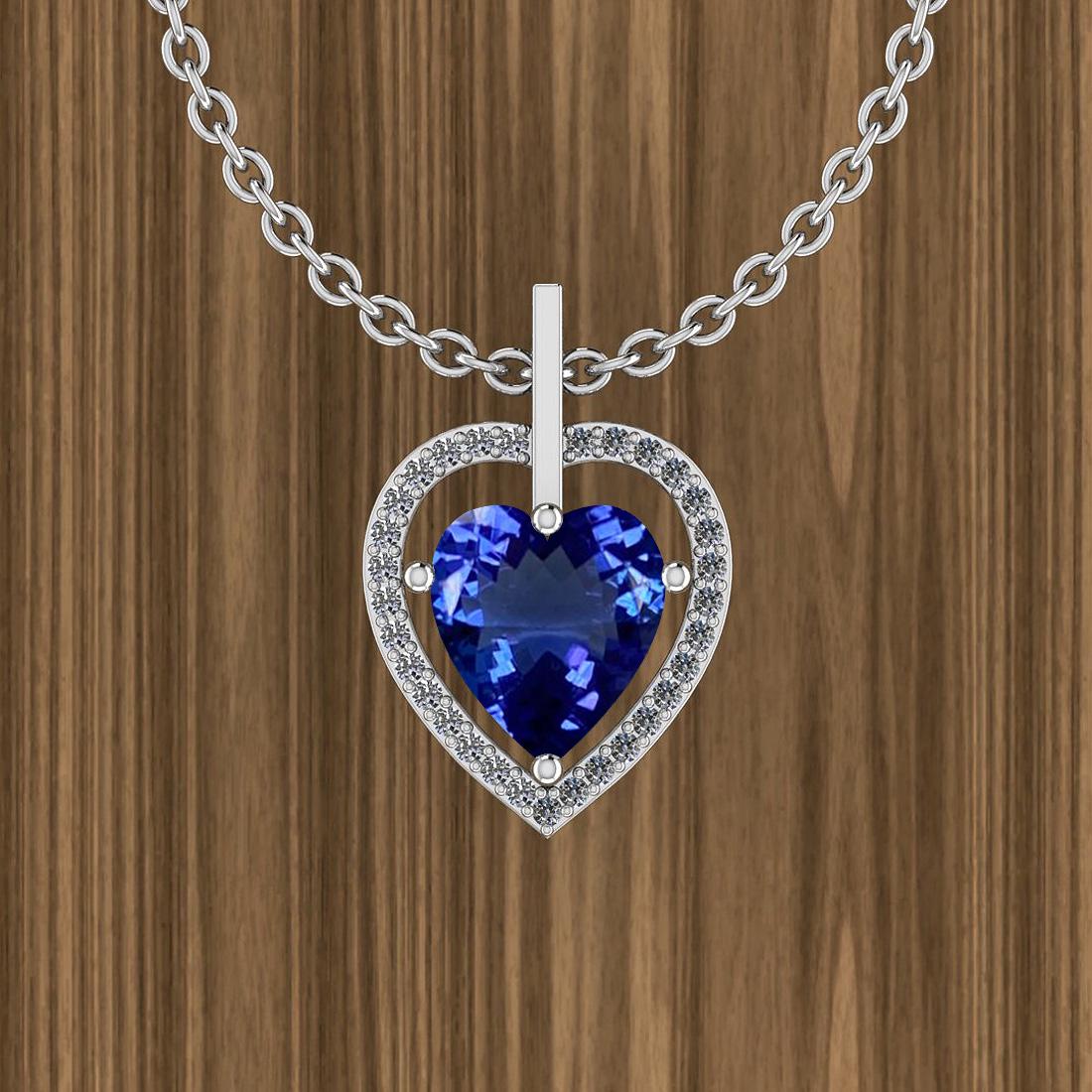 Certified 5.01 Ctw VS/SI1 Tanzanite And Diamond 14K Whi: Certified 5.01 Ctw VS/SI1 Tanzanite And Diamond 14K White Gold Victorian Style Necklace -- Center Stone Approx Weight: 4.83 Ctw (Heart Shape) Center Stone Color: Tanzanite Center Stone Setting: Prong