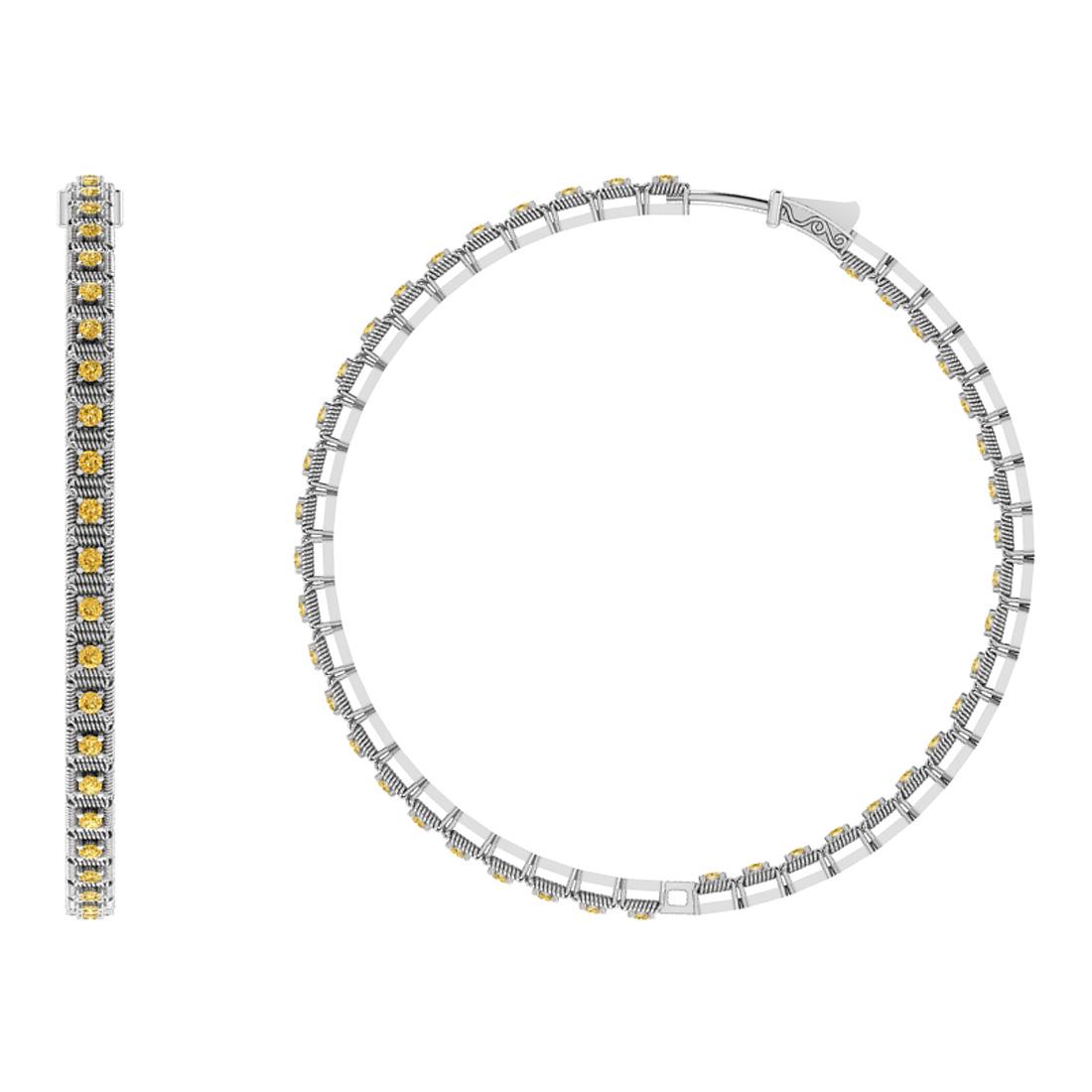 0.42 Ctw i2/i3 Treated Fancy Yellow Diamond 14K White G: 0.42 Ctw i2/i3 Treated Fancy Yellow Diamond 14K White Gold Hoop Earrings -- Center Diamond Weight : 0.42 Ctw (Round Cut) Center Diamond Color :-Treated Fancy Yellow Diamond Center Clarity : i2/i3 Ston