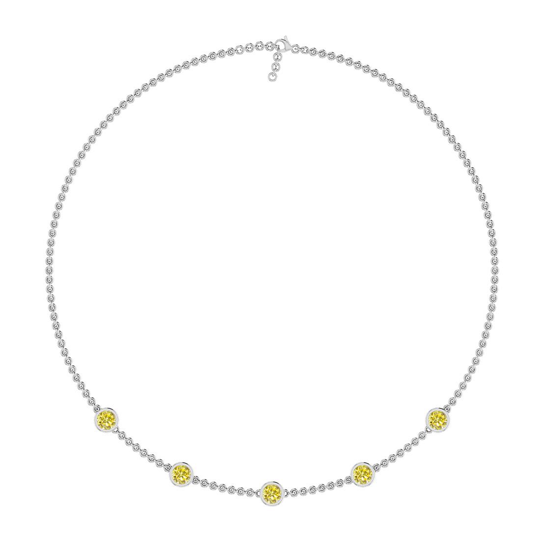 1.25 Ctw i2/i3 Treated Fancy Yellow Diamond 14K White G: 1.25 Ctw i2/i3 Treated Fancy Yellow Diamond 14K White Gold Yard Necklace -- Center Diamond Weight : 1.25 Ctw (Round Cut) Center Diamond Color :-Treated Fancy Yellow Diamond Center Clarity : i2/i3 Ston