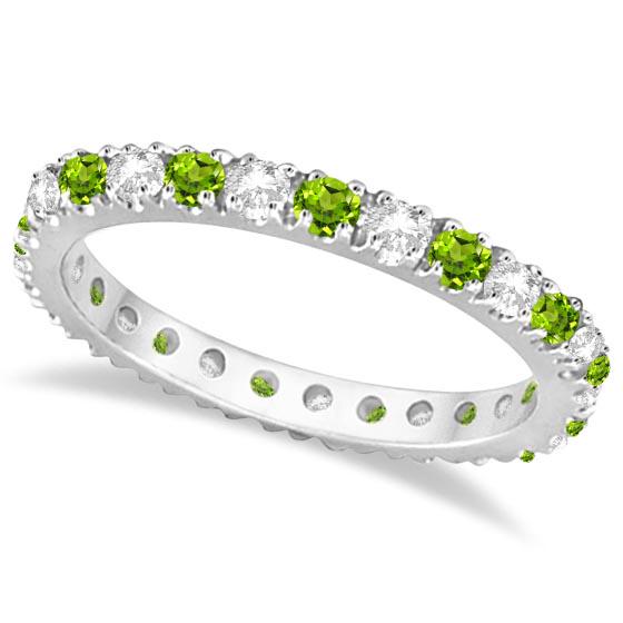 Diamond and Peridot Eternity Ring Stackable Band 14K Wh: Diamond and Peridot Eternity Ring Stackable Band 14K White Gold 0.64ctw -- CENTER STONE; Peridot CENTER STONE CLARITY; CENTER STONE COLOR; Green CENTER STONE SETTING; Prong SIDE STONE CLARITY; SI SIDE