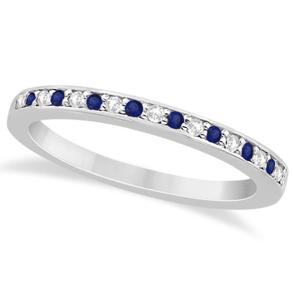 Cathedral Blue Sapphire and Diamond Wedding Band 14k Wh: Cathedral Blue Sapphire and Diamond Wedding Band 14k White Gold 1.29ctw -- CENTER STONE; Diamond,Blue Sapphire CENTER STONE CLARITY; SI1-SI2#Eye Clean CENTER STONE COLOR; J-K,Blue CENTER STONE SETTING