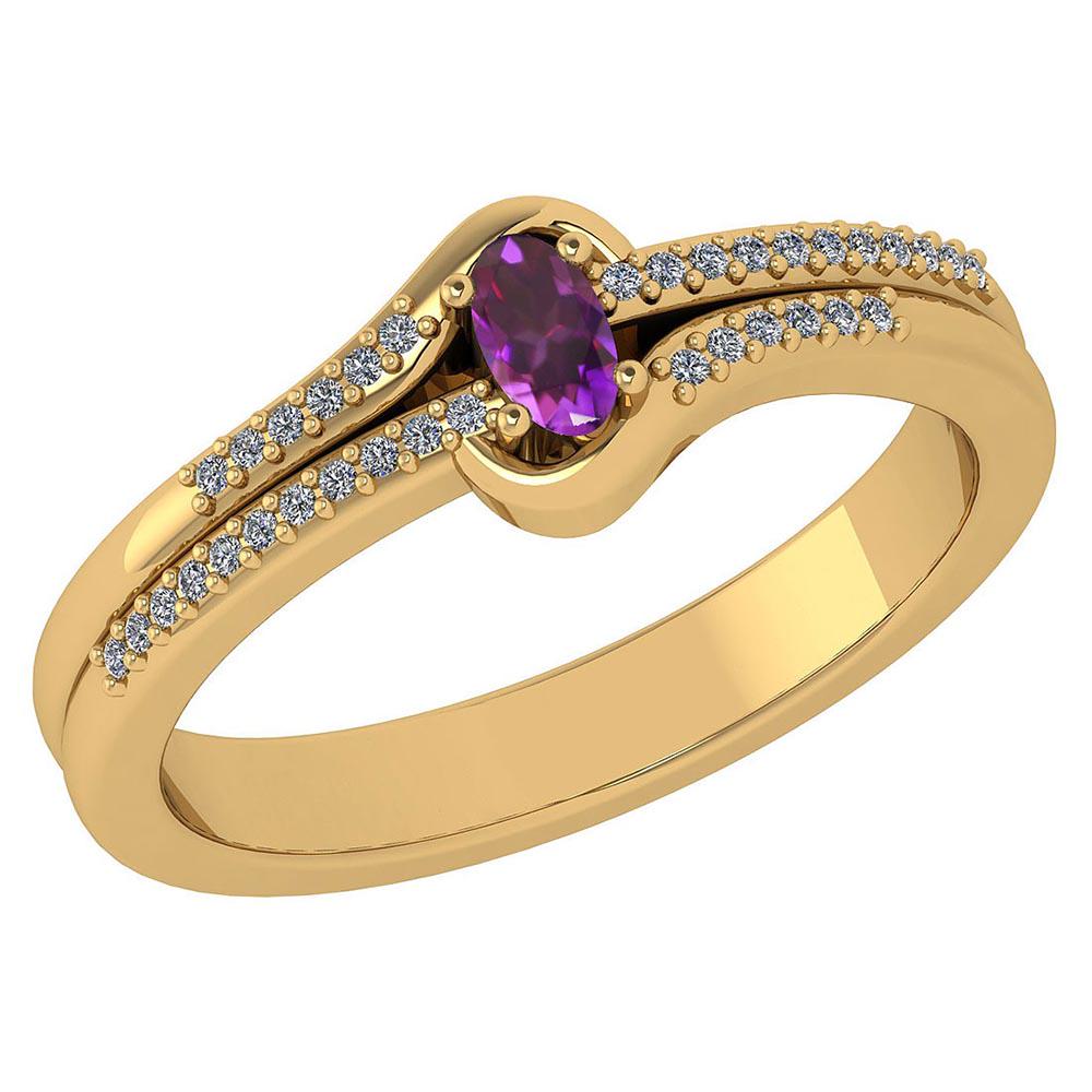 Certified 0.29Ctw Amethyst And Diamond 18k Yellow Gold: Certified 0.29Ctw Amethyst And Diamond 18k Yellow Gold Halo Ring (VS/SI1) MADE IN USA -- Center Stone Approx Weight ; 0.21 Ctw (1 Pcs Oval) Center Stone Color: Amethyst Center Stone Setting ; Prong (0