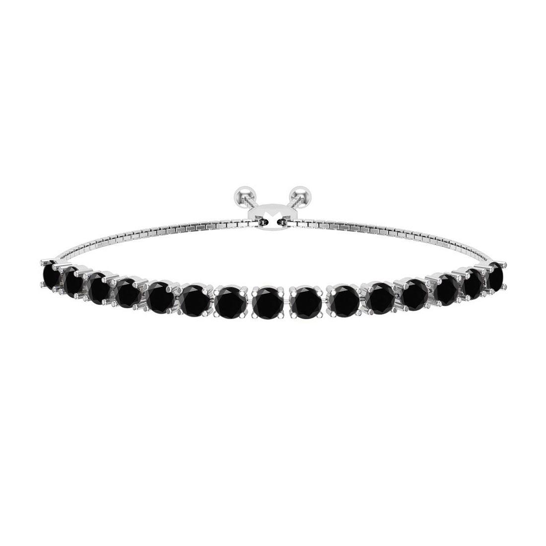1.04 Ctw i2/i3 Treated Fancy Black Diamond 14K White Go: 1.04 Ctw i2/i3 Treated Fancy Black Diamond 14K White Gold Slide Bracelet -- Center Diamond Weight : 1.04 Ctw (Round Cut) Center Diamond Color :- Treated Fancy Black Diamond Center Clarity : I2/I3 Ston