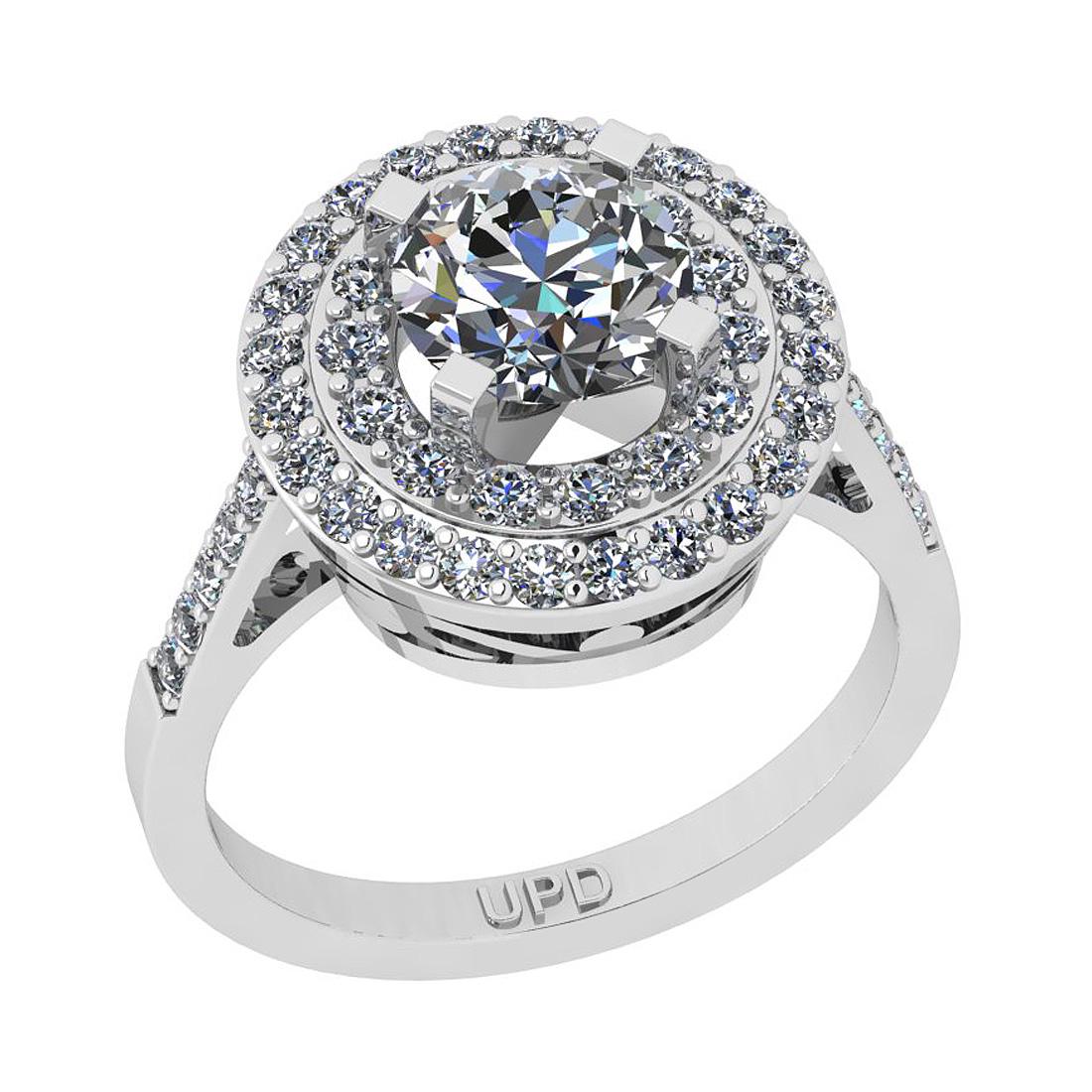 2.39 Ctw SI2/I1 Gia Certified Center Diamond 14K White: 2.39 Ctw SI2/I1 Gia Certified Center Diamond 14K White Gold Engagement Halo Ring -- Center Diamond Weight : 1.25 Ctw ( Round Cut GIA Certified ) Center Diamond Color :-J-K Center Stone Setting : Prong