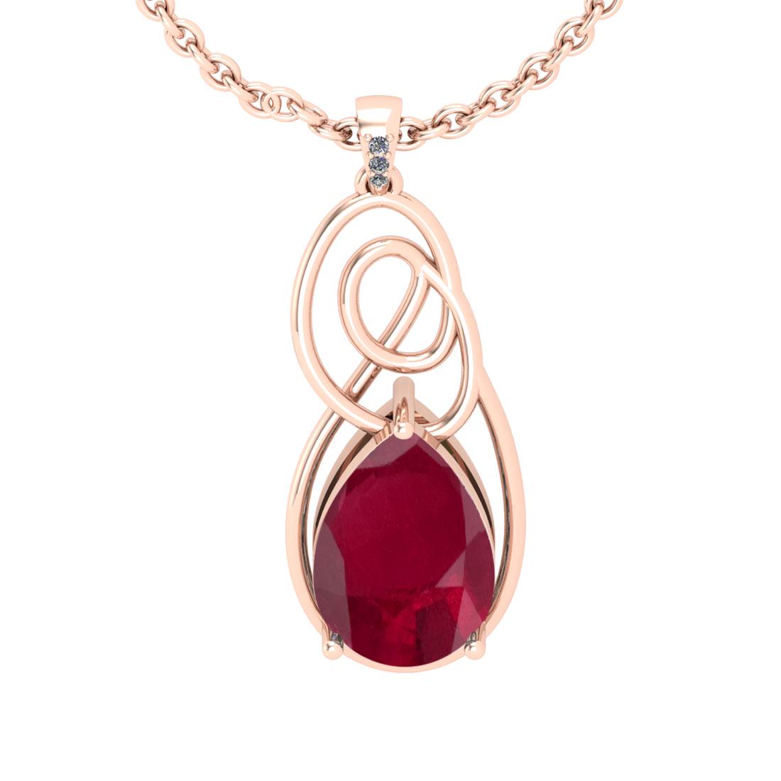 5.02 Ctw SI2/I1 Ruby And Diamond 14K Rose Gold Pendant: 5.02 Ctw SI2/I1 Ruby And Diamond 14K Rose Gold Pendant -- Color Stone Weight : 5.00 Ctw (Pear Cut ) Center Stone Color : Ruby Center Stone Setting : Prong Side Stone Weight Of Ctw 0.02 Ctw Side Stone