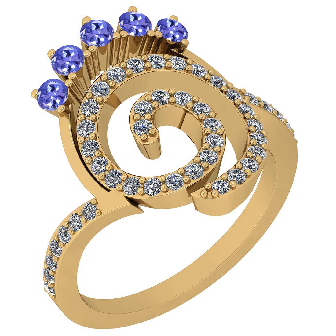 0.96 Ctw SI2/I1 Tanzanite And Diamond 14K Yellow Gold E: 0.96 Ctw SI2/I1 Tanzanite And Diamond 14K Yellow Gold Entertiy Ring -- Center Weight : 0.35 Ctw ( Round Cut ) Center Color :- Tanzanite Stone Setting : Prong Side Stone Weight Of Ctw 0.61 Ctw Side Sto
