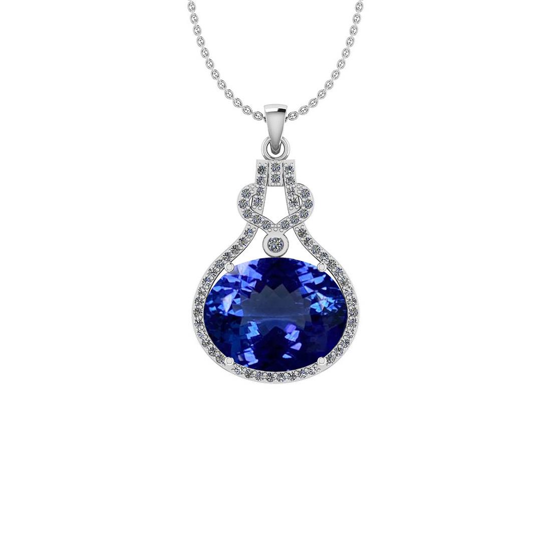 8.62 Ctw VS/SI1 Tanzanite And Diamond 18K White Gold Pe: 8.62 Ctw VS/SI1 Tanzanite And Diamond 18K White Gold Pendant Necklace -- Center Stone Weight : 8.32 Ctw (Oval Cut) Center Stone Color :-Tanzanite Center Stone Setting : Prong Side Stone Weight Of Ctw 