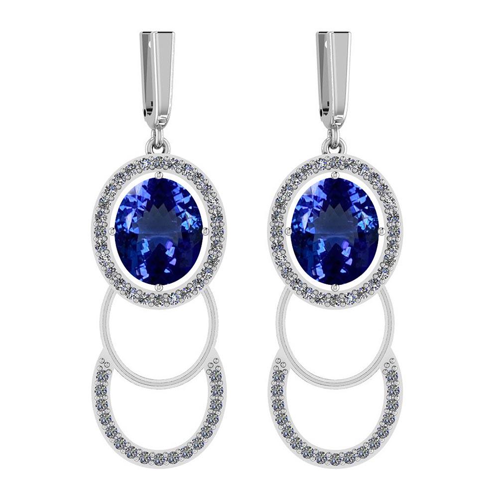 Certified 6.94 Ctw VS/SI1 Tanzanite and Diamond 14K Whi: Certified 6.94 Ctw VS/SI1 Tanzanite and Diamond 14K White Gold Earrings -- Color Stone Approx Weight: 6.04 Ctw (2 pcs Oval) Center Stone Color: Tanzanite Center Stone Setting: Prong Side Stone Approx 