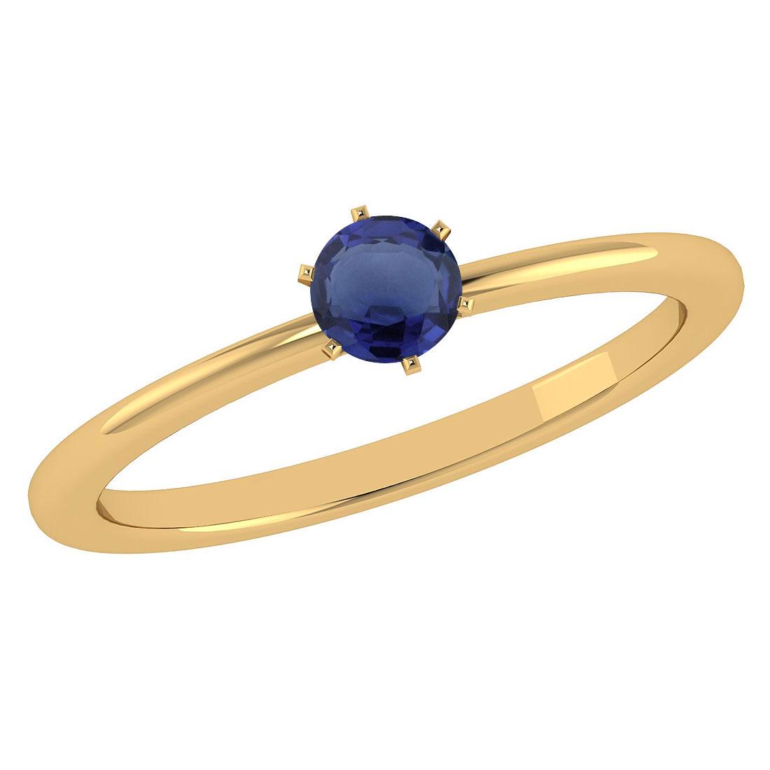 Certified 0.50 Ctw Blue Sapphire 14k Yellow Gold Ring: Certified 0.50 Ctw Blue Sapphire 14k Yellow Gold Ring -- Center Stone Weight ; 0.50 Ctw (1 Pcs Round) Center Stone Color: Blue Sapphire Center Stone Setting ; Prong Metal Weight : Approx 2.50 Gram 14K
