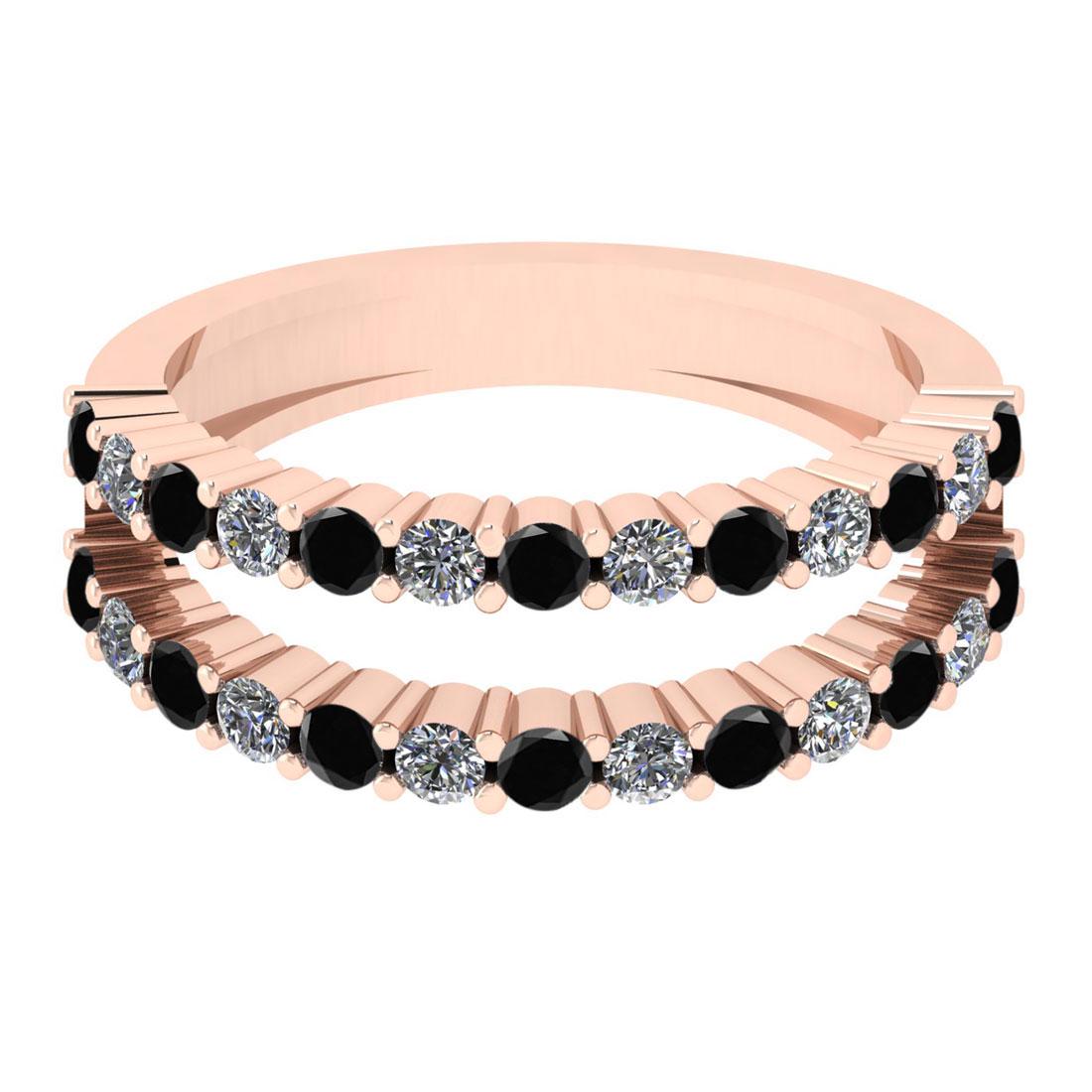 0.90 Ctw I2/I3 Treated Fancy Black And White Diamond 14: 0.90 Ctw I2/I3 Treated Fancy Black And White Diamond 14K Rose Gold Eternity Band Ring -- Center Stone Weight : 0.50 Ctw (Round Cut ) Center Stone Color : Treated Fancy Black Diamond Center Stone Clari