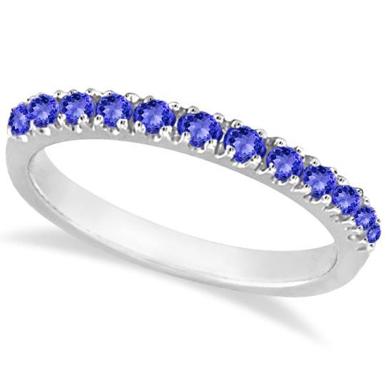 Tanzanite Stackable Band Anniversary Ring Guard 14k Whi: Tanzanite Stackable Band Anniversary Ring Guard 14k White Gold 0.38ctw -- CENTER STONE; Tanzanite CENTER STONE CLARITY; CENTER STONE COLOR; CENTER STONE SETTING; Prong SIDE STONE CLARITY; SIDE STONE C