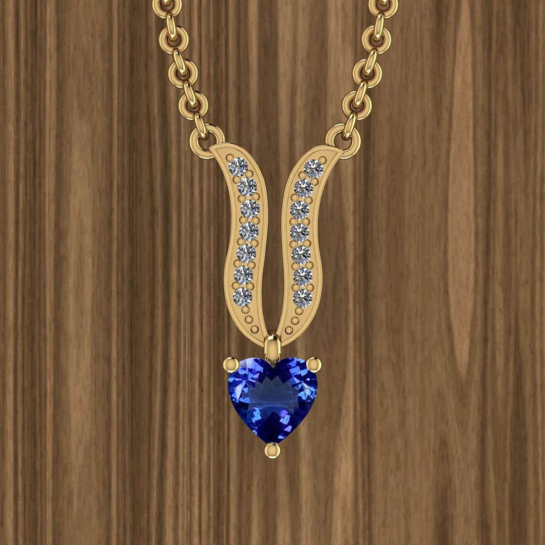 Certified 3.11 Ctw VS/SI1 Tanzanite And Diamond 14K Yel: Certified 3.11 Ctw VS/SI1 Tanzanite And Diamond 14K Yellow Gold Victorian Style Necklace -- Center Stone Approx Weight: 3.03 Ctw (Heart Shape) Center Stone Color: Tanzanite Center Stone Setting: Prong