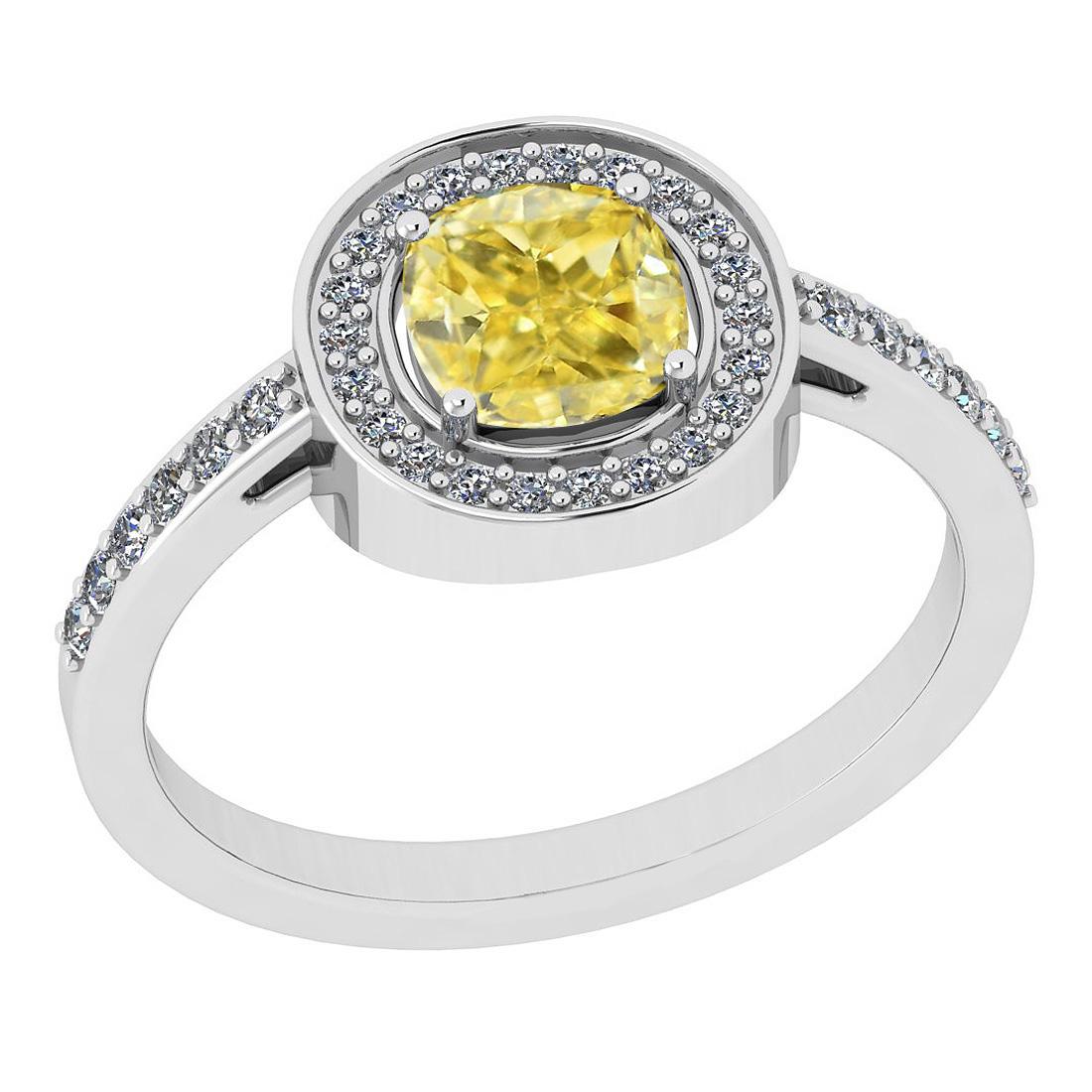 Certified 1.25 Ct Natural Fancy Yellow And White Diamon: Certified 1.25 Ct Natural Fancy Yellow And White Diamond Platinum Vintage Style Engagement Halo Ring -- Center Stone Approx Weight: 1.02 Ctw (1pcs Cushion Cut) GIA Certified Center Stone Color: Natura