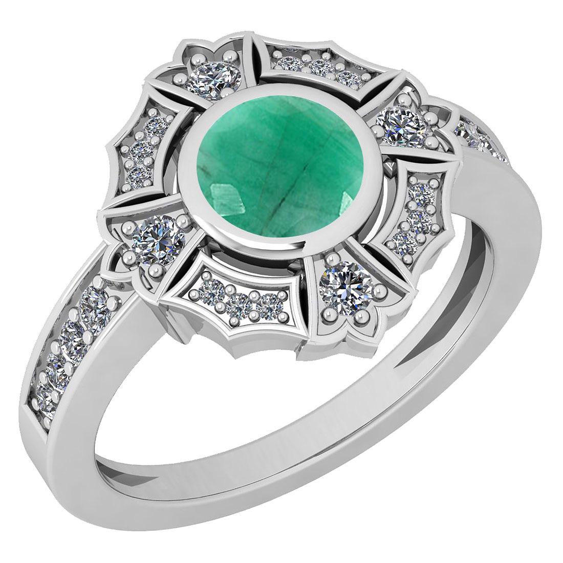 1.15 Ctw I2/I3 Emerald And Diamond 14K White Gold Engag: 1.15 Ctw I2/I3 Emerald And Diamond 14K White Gold Engagement Ring -- Center Stone Weight ; 0.84 Ctw ( Round Cut ) Stone Color :Emerald Color Stone Setting ; Bezel Side Stone Weight of Ctw ; 0.31 ctw S
