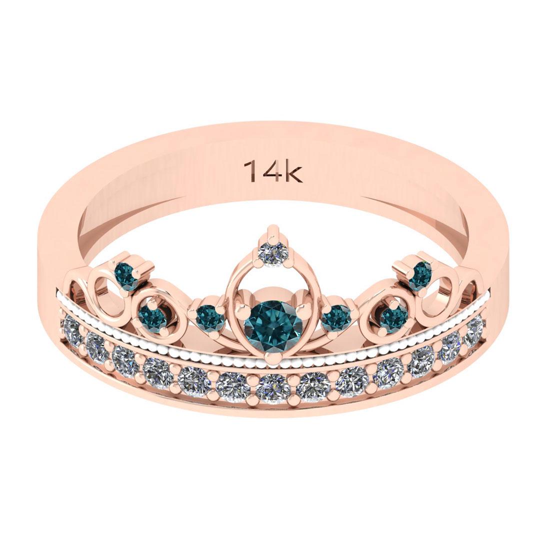 0.27 Ctw I2/I3 Treated Fancy Blue And White Diamond 14K: 0.27 Ctw I2/I3 Treated Fancy Blue And White Diamond 14K Rose Gold Eternity Band Ring -- Center Stone Weight : 0.12 Ctw (Round Cut ) Center Stone Color : Treated Fancy Blue Diamond Center Stone Clarity