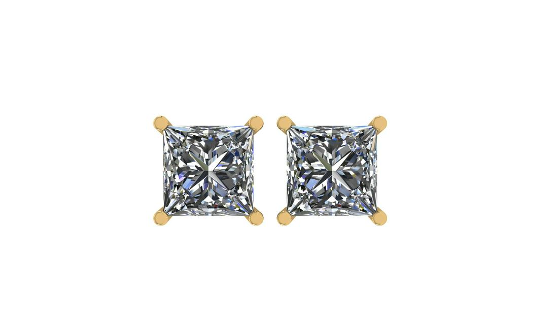 Certified 1.11 CTW Princess Diamond Stud Earrings G/SI1: Certified 1.11 CTW Princess Diamond Stud Earrings G/SI1 -- Certified 1.11 CTW Princess Diamond Stud Earrings G/SI1 #PAPPS84073v3