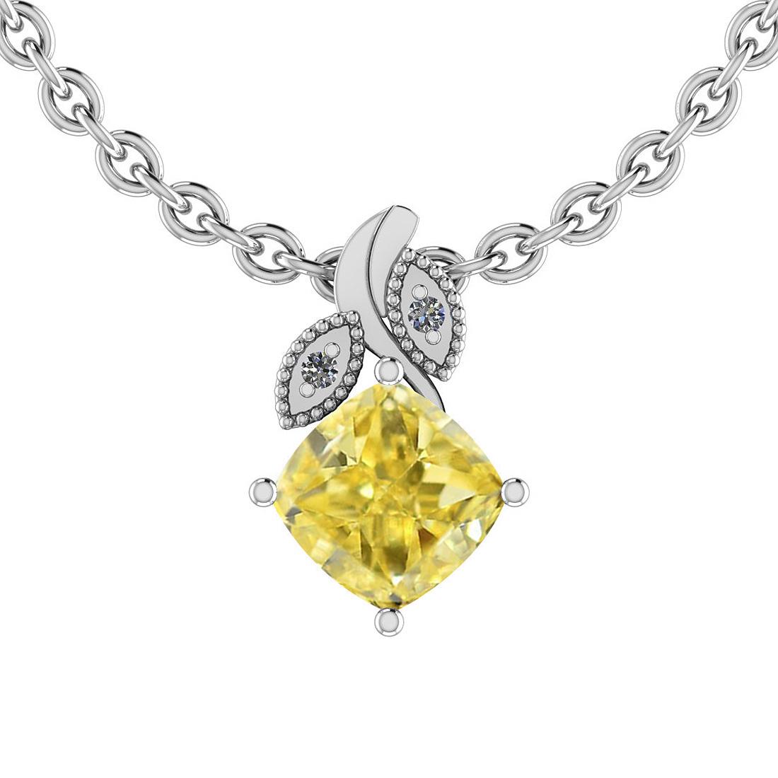 Certified 0.61 Ct GIA Certified Natural Fancy Yellow Di: Certified 0.61 Ct GIA Certified Natural Fancy Yellow Diamond And White Diamond Platinum Pendant -- Center Stone Approx Weight: 0.51 Ctw (1pcs Cushion Cut) GIA Certified Center Stone Color: Natural Fan