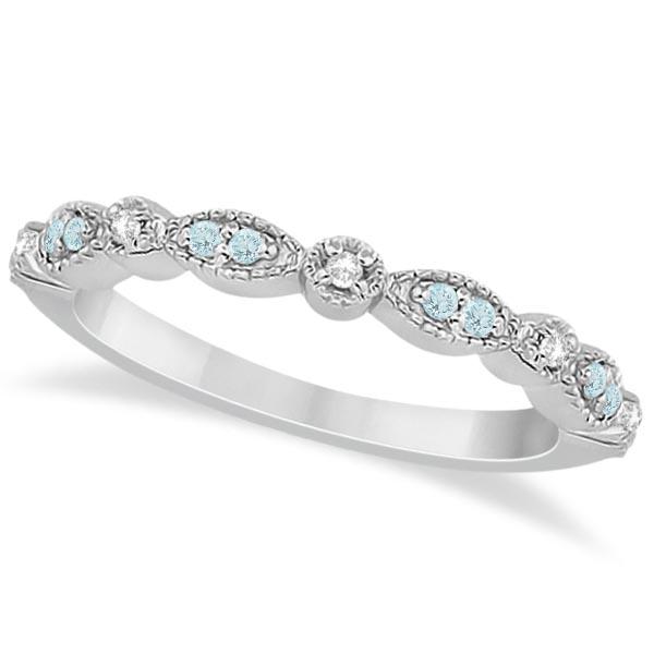 Marquise and Dot Aquamarine Diamond Wedding Band 14k Wh: Marquise and Dot Aquamarine Diamond Wedding Band 14k White Gold 0.25ctw -- CENTER STONE; Diamond,Aquamarine CENTER STONE CLARITY; SI1-SI2#Eye Clean CENTER STONE COLOR; J-K,Blue CENTER STONE SETTING; P