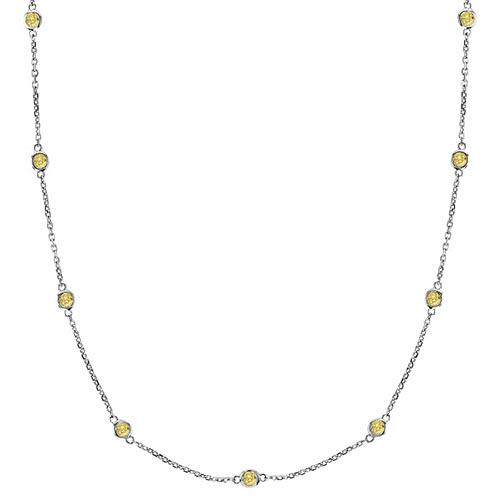 Fancy Yellow Canary Station Necklace 14k White Gold (0.: Fancy Yellow Canary Station Necklace 14k White Gold (0.50ct) -- METAL TYPE: 14k White Gold ;TOTAL CARAT WEIGHT: 0.5 ;NAME OF CENTER STONE: Diamond ;CENTER STONE SHAPE: Round ;CENTER STONE CLARITY: SI 