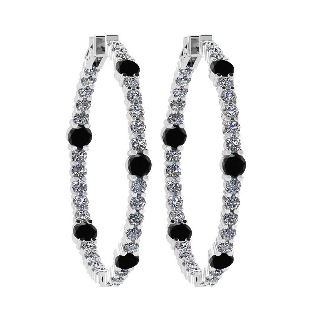 2.08 Ctw i2/i3 Treated Fancy Black and White Diamond 14: 2.08 Ctw i2/i3 Treated Fancy Black and White Diamond 14K White Gold Hoop Earrings -- Color Stone Weight : 0.86 Ctw ( Round cut) Center Stone Color : Treated Fancy Black Diamond Center Clarity : i2/i3