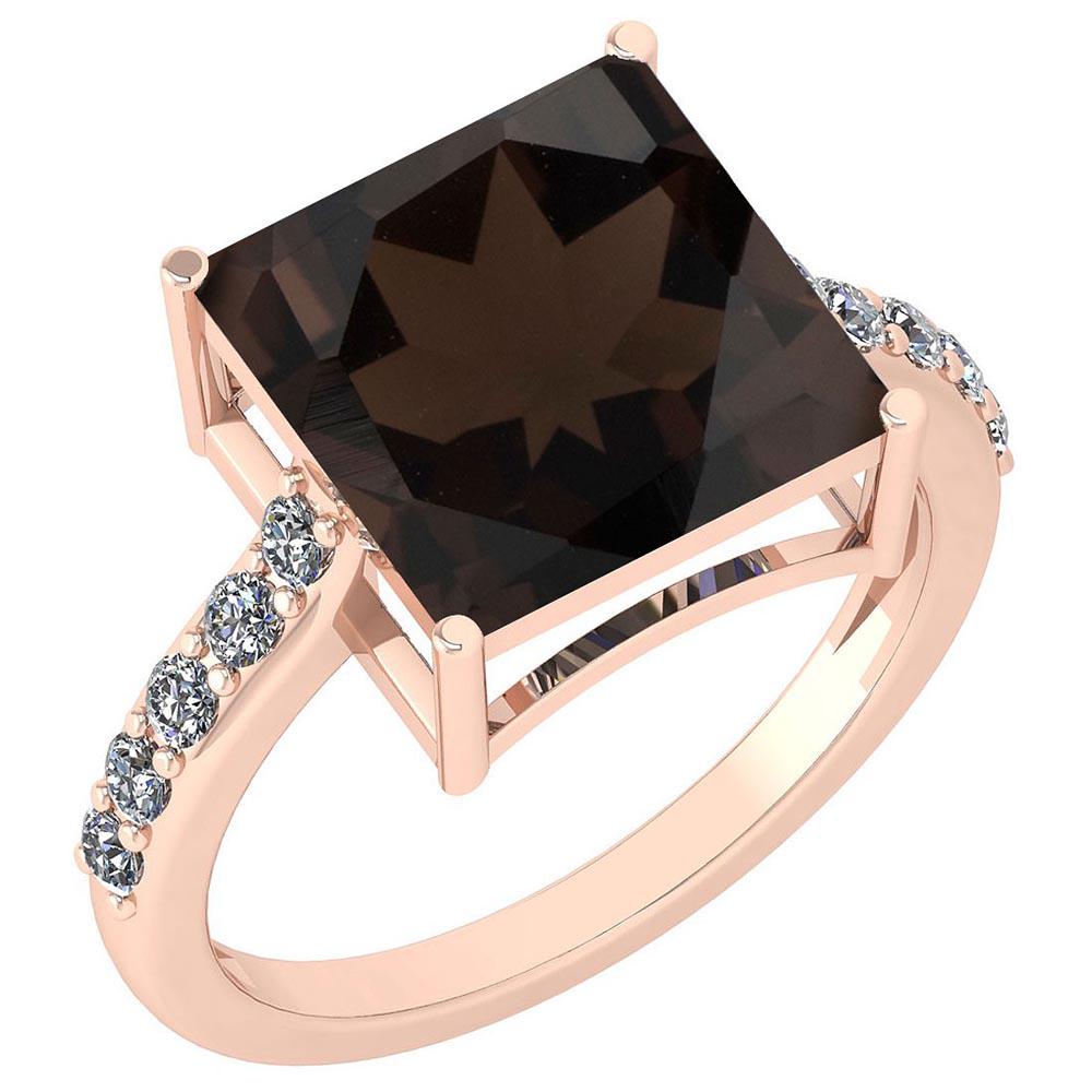 Certified 5.75 Ctw Smoky Quartz And Diamond Ladies Fash: Certified 5.75 Ctw Smoky Quartz And Diamond Ladies Fashion Halo Ring 14k Rose Gold (VS/SI1) MADE IN USA -- Center Stone Weight ; 5.60 Ctw (1 Pcs Square) Center Stone Color: Smoky Quartz Center Stone S