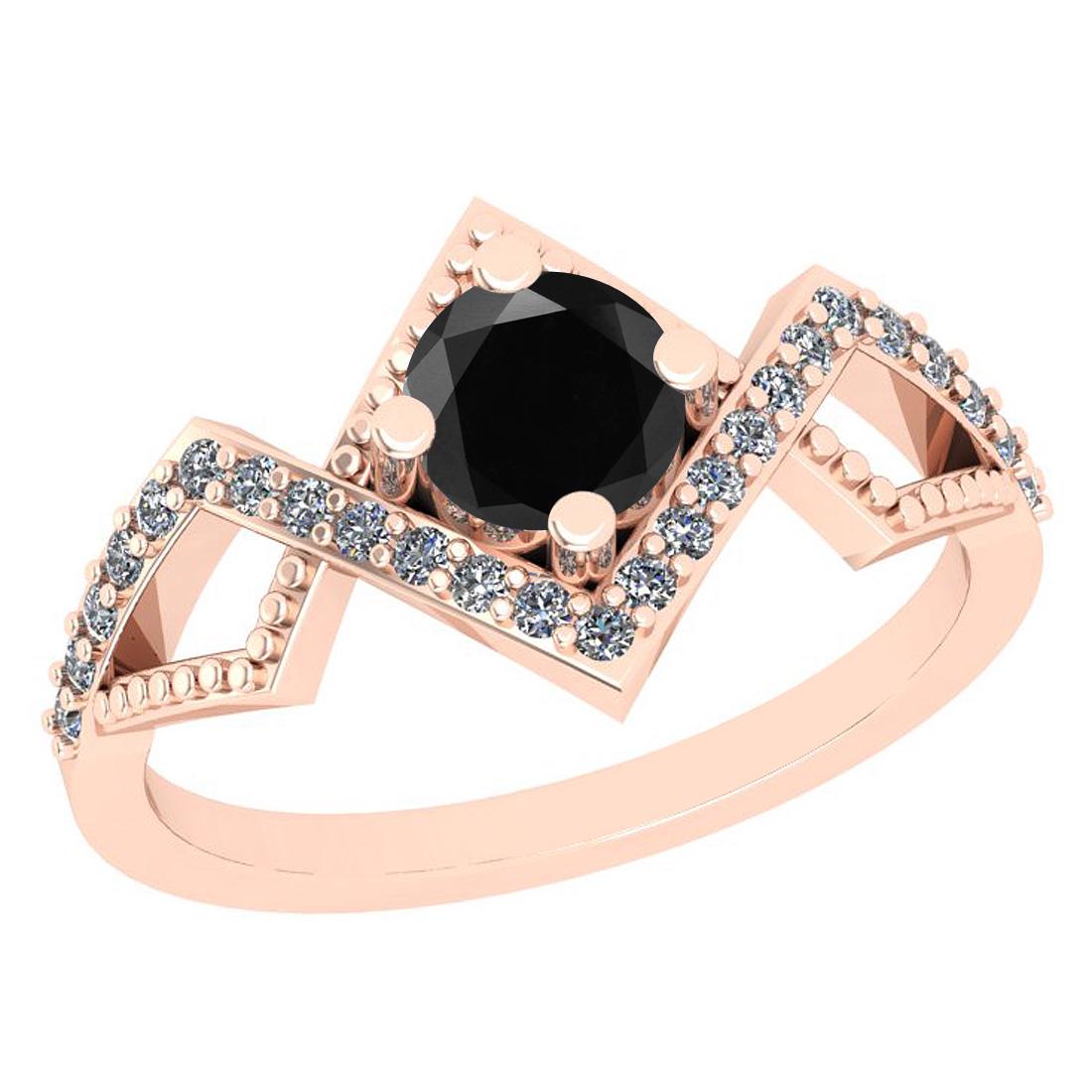 0.70 Ctw I2/I3 Treated Fancy Black And White Diamond 14: 0.70 Ctw I2/I3 Treated Fancy Black And White Diamond 14K Rose Gold Ring -- Center Diamond Weight : 0.50 Ctw ( Round Cut) Center Color :-Treated Fancy Black Diamond Center Stone Clarity :- I2/I3 Center