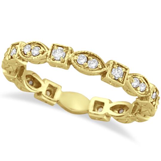 Antique style Style Diamond Eternity Ring Band in 14k Y: Antique style Style Diamond Eternity Ring Band in 14k Yellow Gold 0.50ctw -- CENTER STONE; Diamond CENTER STONE CLARITY; SI CENTER STONE COLOR; J-K CENTER STONE SETTING; Prong SIDE STONE CLARITY; SI1-