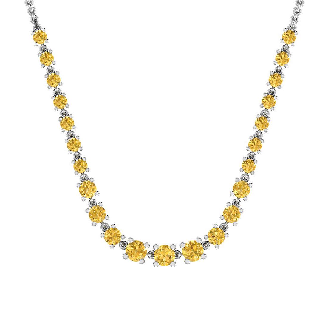 1.21 Ctw i2/i3 Treated Fancy Yellow Diamond 14K White G: 1.21 Ctw i2/i3 Treated Fancy Yellow Diamond 14K White Gold Necklace -- Center Diamond Weight : 1.21 Ctw ( 23 psc Round cut) Center Diamond Color : Treated Fancy Yellow Dimaond Center Clarity : i2/i3 S