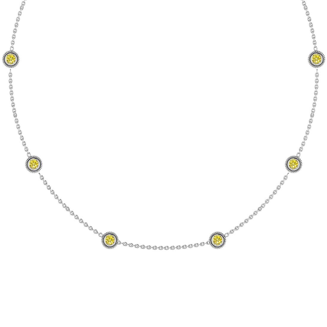 0.30 Ctw i2/i3 Treated Fancy Yellow Diamond 14K White G: 0.30 Ctw i2/i3 Treated Fancy Yellow Diamond 14K White Gold Yard Necklace -- Center Diamond Weight : 0.30 Ctw (Round Cut) Center Diamond Color :-Treated Fancy Yellow Diamond Center Clarity : i2/i3 Ston