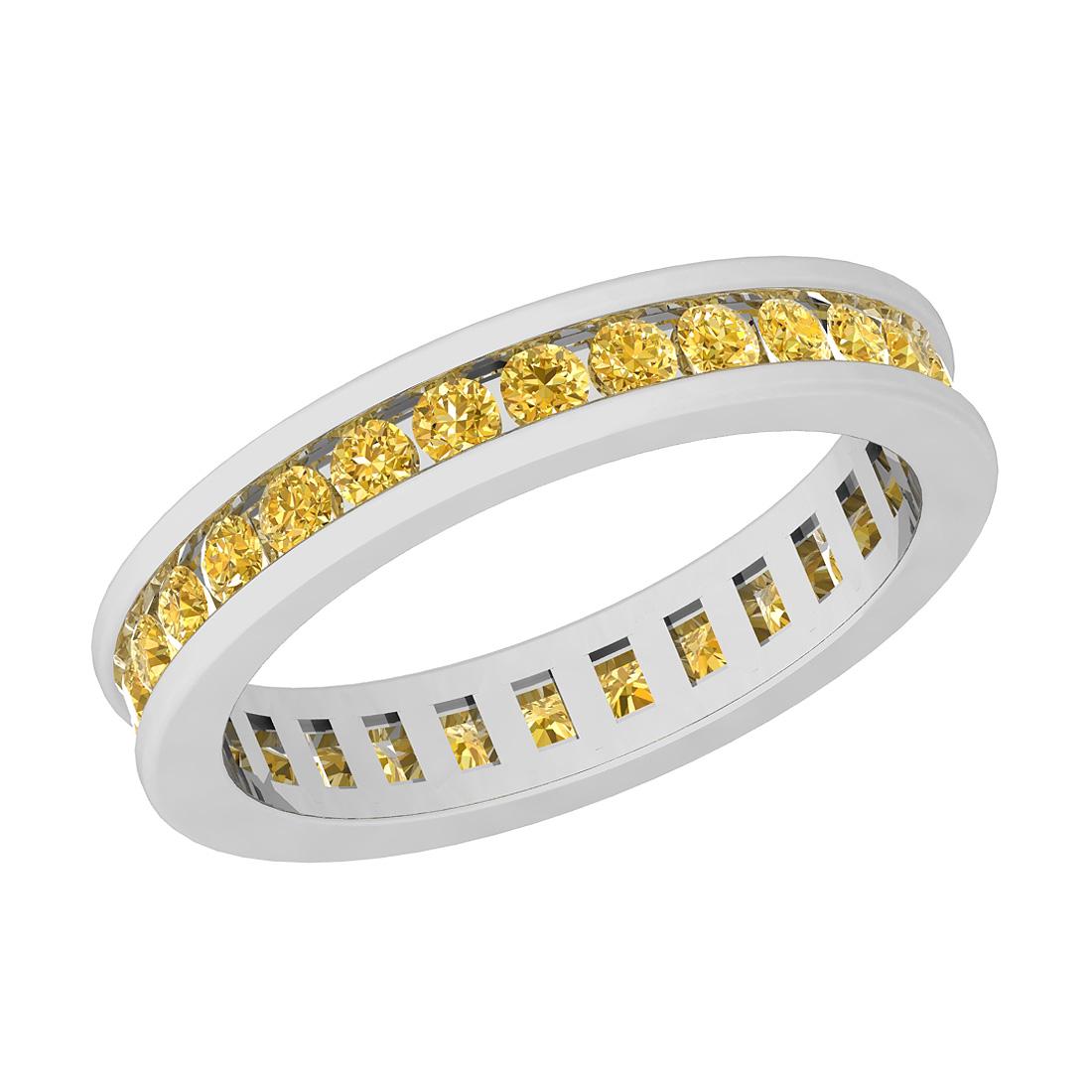 1.50 Ctw i2/i3 Treated Fancy Yellow Diamond 14K White G: 1.50 Ctw i2/i3 Treated Fancy Yellow Diamond 14K White Gold Eternity Band Ring -- Center Diamond Weight : 1.50 Ctw ( Princess cut) Center Diamond Color : Treated Fancy Yellow Dimaond Center Clarity : i
