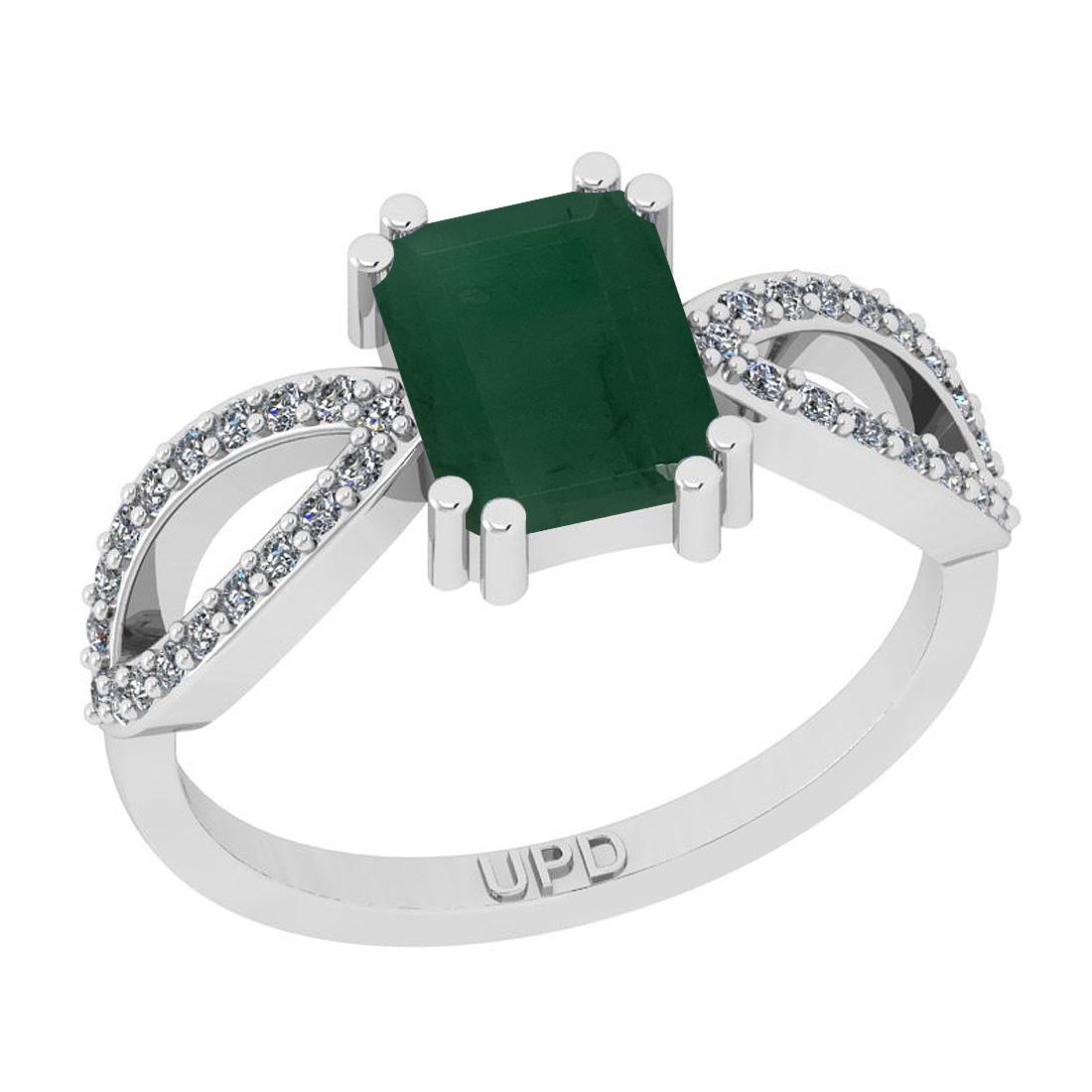 1.82 Ctw SI2/I1 Emerald And Diamond 14K White Gold Ring: 1.82 Ctw SI2/I1 Emerald And Diamond 14K White Gold Ring -- Center Stone Weight : 1.61 Ctw ( Emerald Cut) Center Stone Color :-Emerald Stone Setting : Prong Side Stone Weight Of Ctw 0.21 Ctw Side Stone