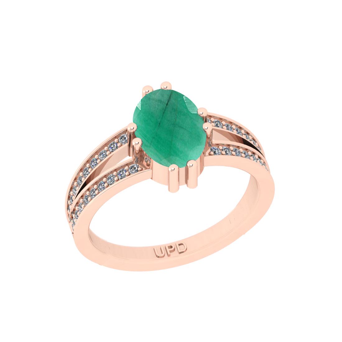 2.24 Ctw I2/I3 Emerald And Diamond 14K Rose Gold Engage: 2.24 Ctw I2/I3 Emerald And Diamond 14K Rose Gold Engagement Ring -- Center Stone Weight : 2.00 Ctw ( Oval Cut ) Center Stone Color :-Emerald Center Stone Setting : Prong Side Stone Weight Of Ctw 0.24