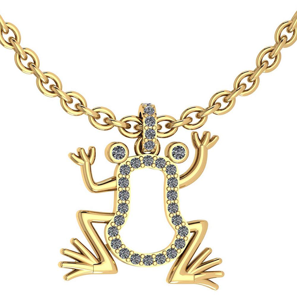 Certified 0.24 Ctw Diamond Frog Necklace Animal New col: Certified 0.24 Ctw Diamond Frog Necklace Animal New collection 18K Yellow Gold -- Diamond Stone Weight ; 0.24 Ctw (29 Pcs Round) Diamond Stone Color: White G-H Diamond Stone Clarity: VS/SI1 Center Sto