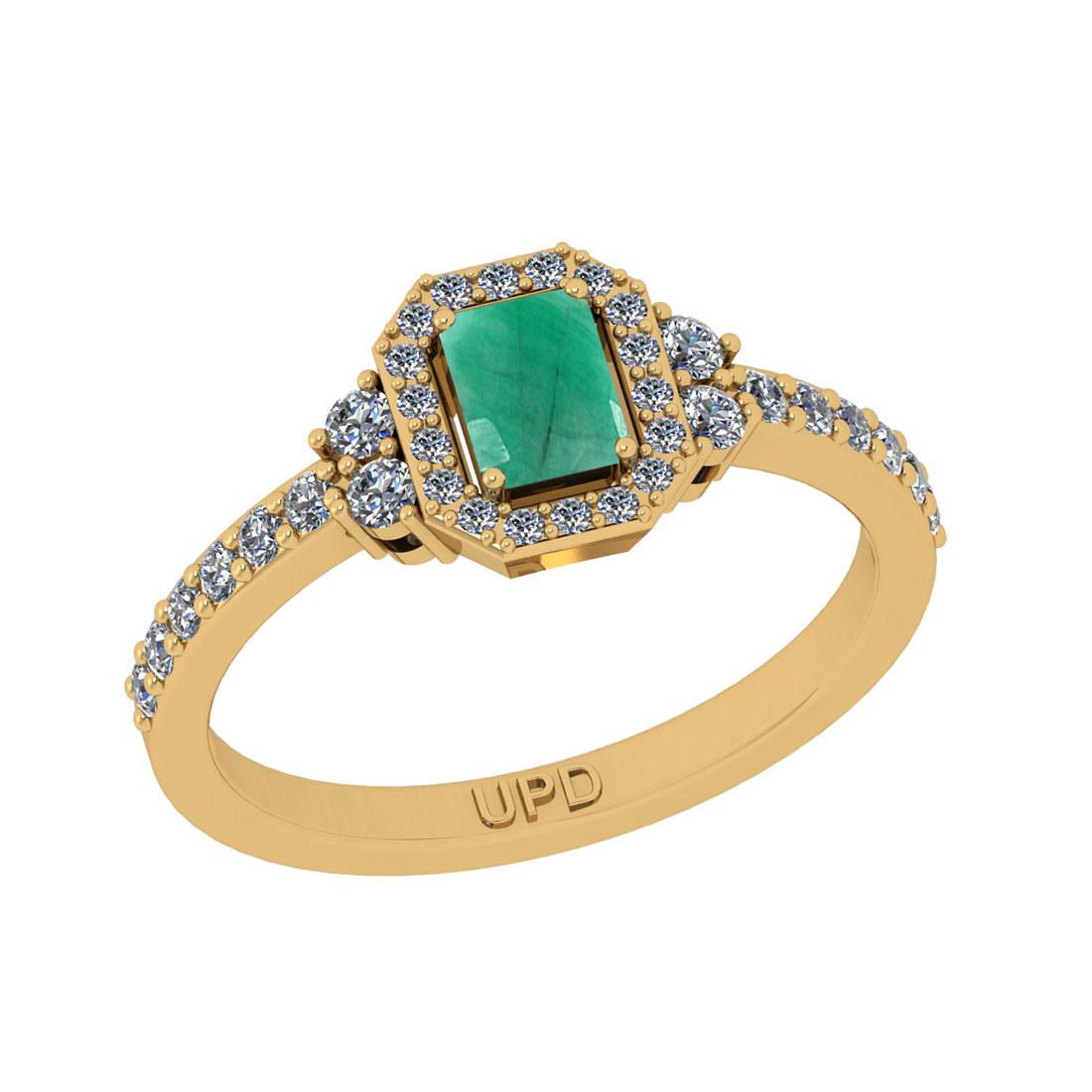 0.60 Ctw I2/I3 Emerald And Diamond 14K Yellow Gold Enga: 0.60 Ctw I2/I3 Emerald And Diamond 14K Yellow Gold Engagement Halo Ring -- Center Stone Weight : 0.25 Ctw ( Emerald Cut ) Center Stone Color :-Emerald Center Stone Setting : Prong Side Stone Weight Of