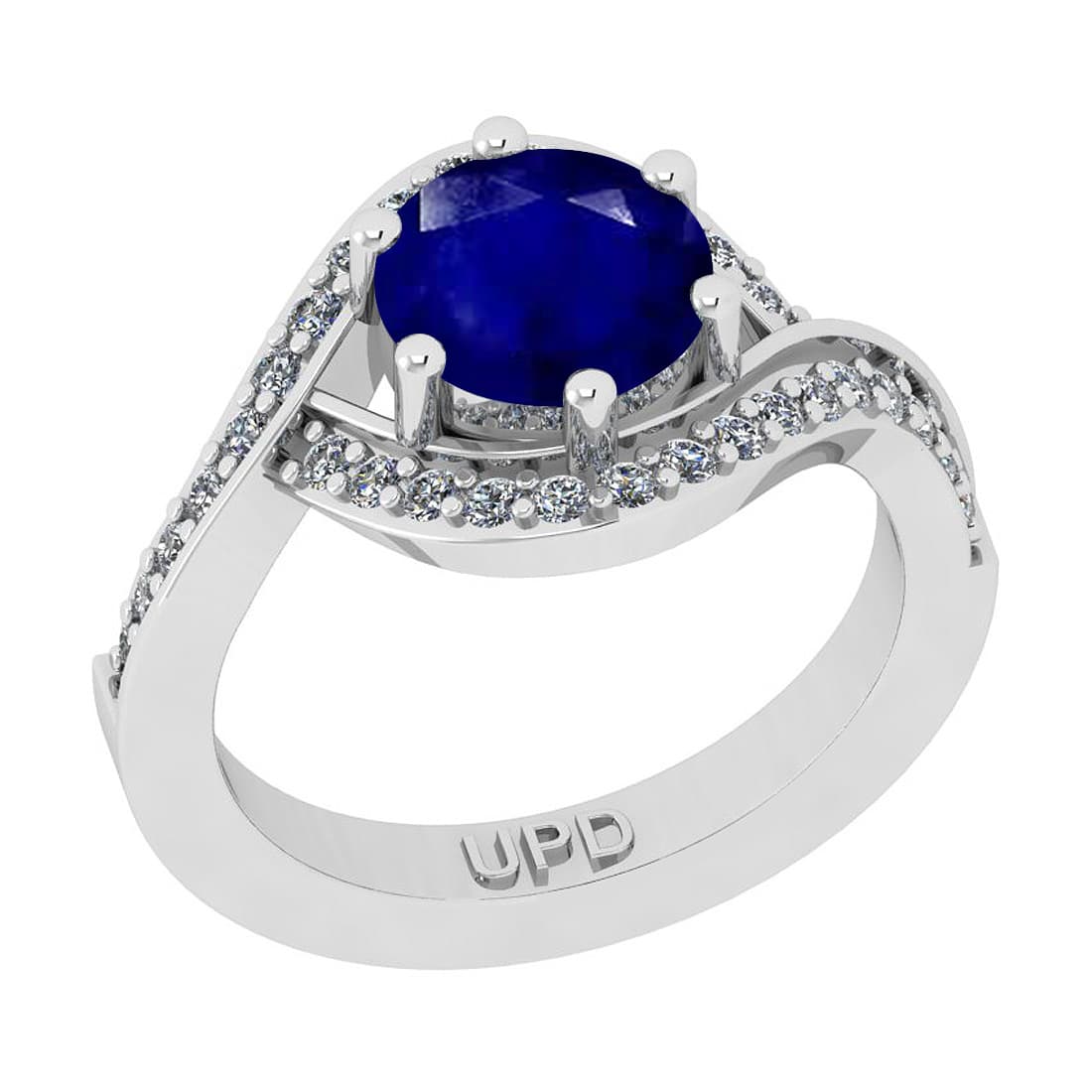 1.18 Ctw SI2/I1 Blue Sapphire And Diamond 14K White Gol: 1.18 Ctw SI2/I1 Blue Sapphire And Diamond 14K White Gold Bridal Wedding Set Ring -- Center Stone Weight : 1.00 Ctw ( Round Cut) Center Stone Color :-Blue Sapphire Stone Setting : Prong Side Stone Weig