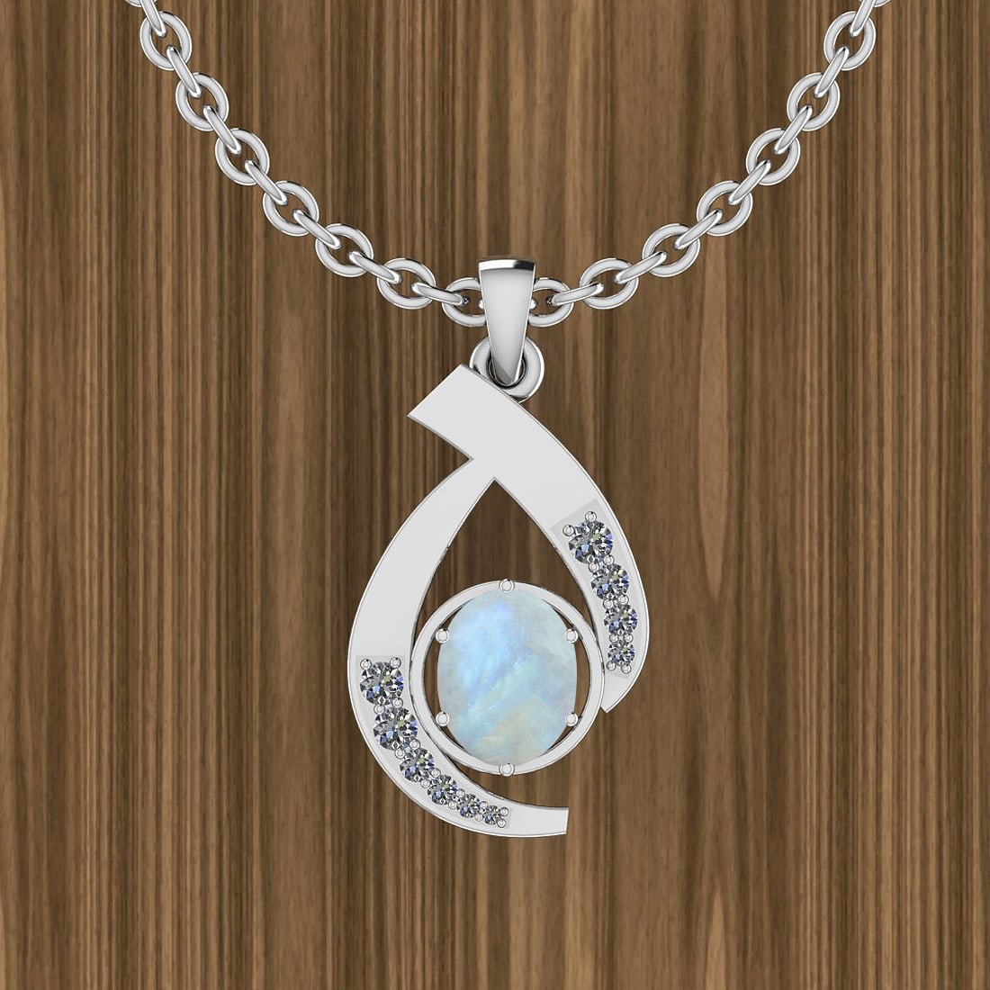 Certified 0.40 Ctw Opel And Diamond I1/I2 14K White: Certified 0.40 Ctw Opel And Diamond I1/I2 14K White Gold Victorian Style Pendant Necklace -- Color Stone Approx Weight: 0.32 Ctw (1 pcs Oval Cabochon) Center Stone Color: Opel Center Stone Setting: Pr