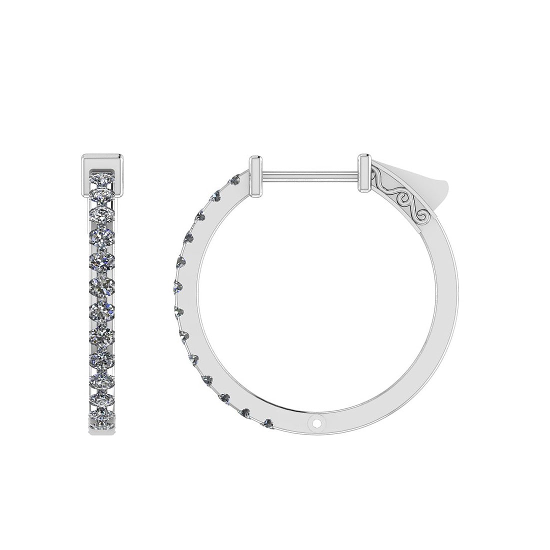 Certified 0.60 Ctw SI2/I1 Diamond 14K White Gold Huggie: Certified 0.60 Ctw SI2/I1 Diamond 14K White Gold Huggie Earrings -- Center Diamond Approx Weight: 0.60 Ctw (Round Cut) Center Diamond Color: J-K Center Clarity: SI2/I1 Stone Setting: Prong Metal Appro